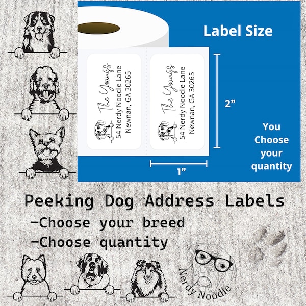 Peeking Dog Custom Address Labels, Dog Return Address Labels, 100-250-500,  Dog Personalized Address Labels, Dog address stickers, Pet Label