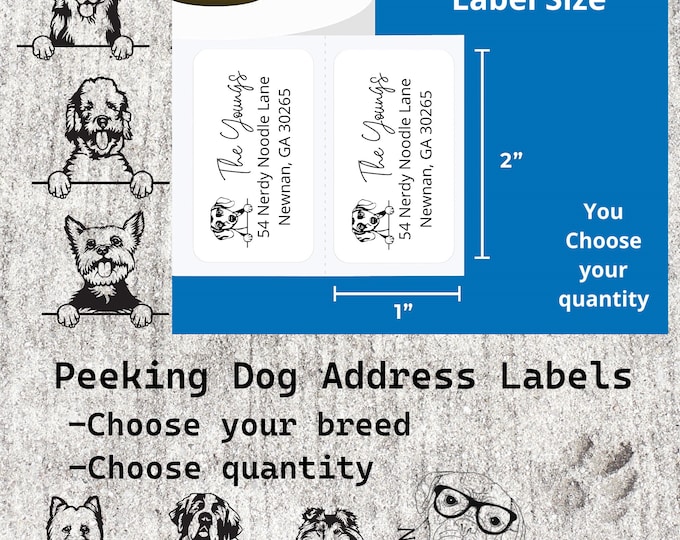 Peeking Dog Custom Address Labels, Dog Return Address Labels, 100250