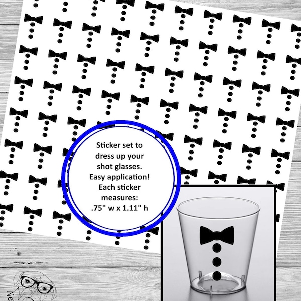 Tuxedo Shot Glass Stickers, Tuxedo Stickers, Wedding Cup Sticker Set, Bachelor Party Stickers, Wedding Shot Cup Stickers, Wedding Shot Glass