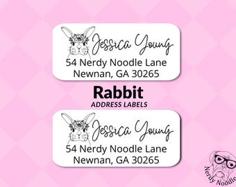 Custom Rabbit Address Labels, Rabbit Return Address Labels, 100-250-500,  Personalized Bunny Rabbit Address Labels, Rabbit Labels, Bunny