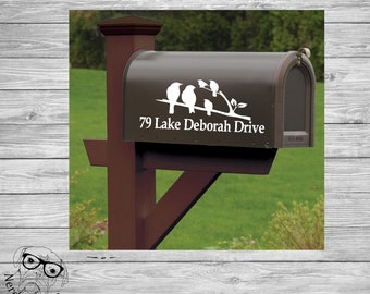 Bird Family Mailbox Decal, Bird Custom Mailbox Decal, Bird Address Decal, Mailbox Numbers, Mailbox Monogram, Mailbox Stickers, Bird Mailbox