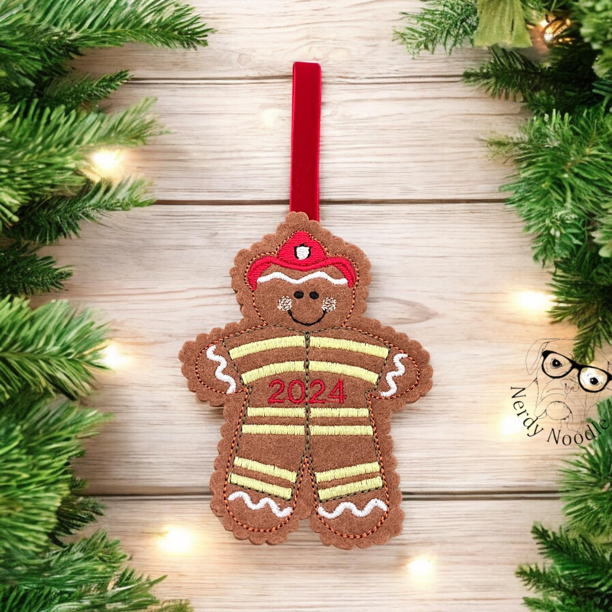 Gingerbread Fire Gingerbread Fireman Embroidered Christmas Ornament, Personalized ...