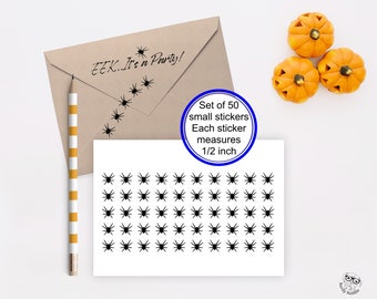 Tiny Spider Stickers, 50, Spider Planner Stickers, Spider Sticker Set, Spider Envelope Seals, Bug Party Decorations, Scrapbook Stickers