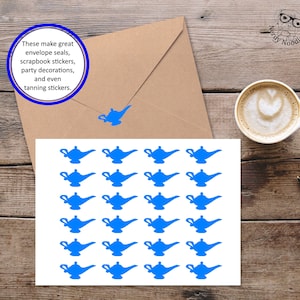 Genie Lamp Stickers, Genie Lamp Tanning Stickers, Genie Lamp Sticker Set, Genie Lamp Envelope Seals, Genie Lamp Labels, Genie Lamp Party