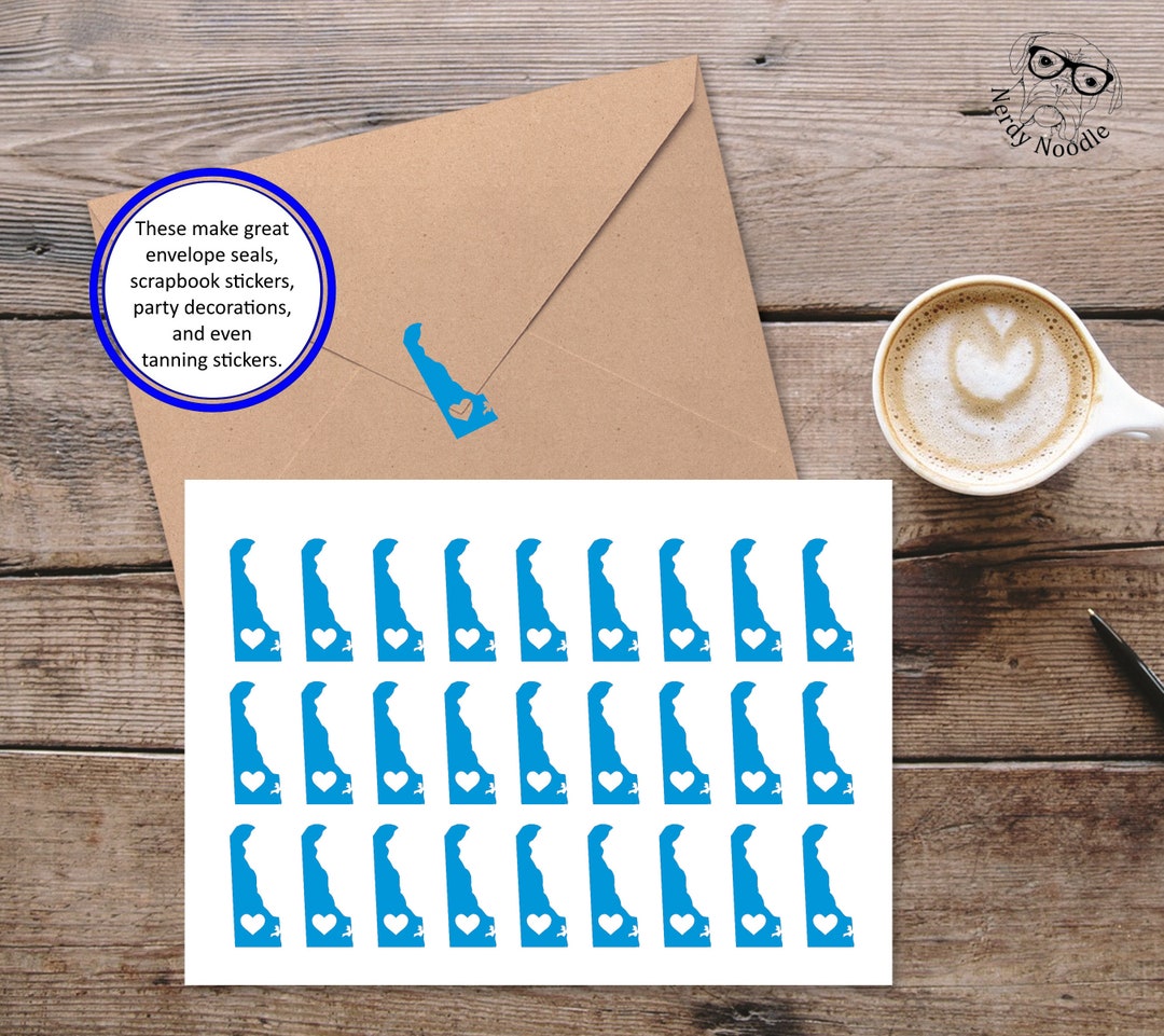 Delaware Stickers, Delaware Sticker Set, Delaware Envelope Seals, State ...