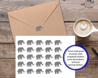 Elephant Planner Stickers, Elephant Stickers, Elephant Sticker Set, Elephant Envelope Seals, Elephant Envelope Stickers, Elephant Decal