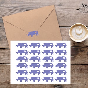 Rhinoceros Stickers, Rhino Stickers, Rhino Sticker Set, Rhino Envelope Seals, Rhino Party Decorations, Rhino, Rhinoceros, Scrapbooking