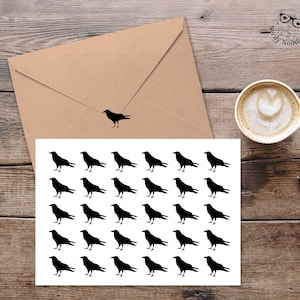 Raven Stickers, Raven Planner Stickers, Raven Sticker Set, Raven Envelope Seals, Raven Labels, Raven, Crow, Bird, Black Bird, Scrapbooking