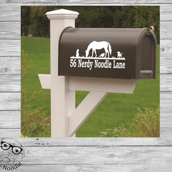 Horse, Dog, Cat, and Chicken Mailbox Decal, Farmhouse Mailbox Decal, Horse Mailbox Decal, Farm Mailbox Decal, Chicken Address Decal, Custom