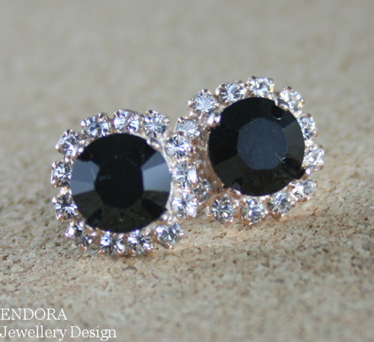 Black crystal earringBlack stud earringsSwarovski crystal Etsy