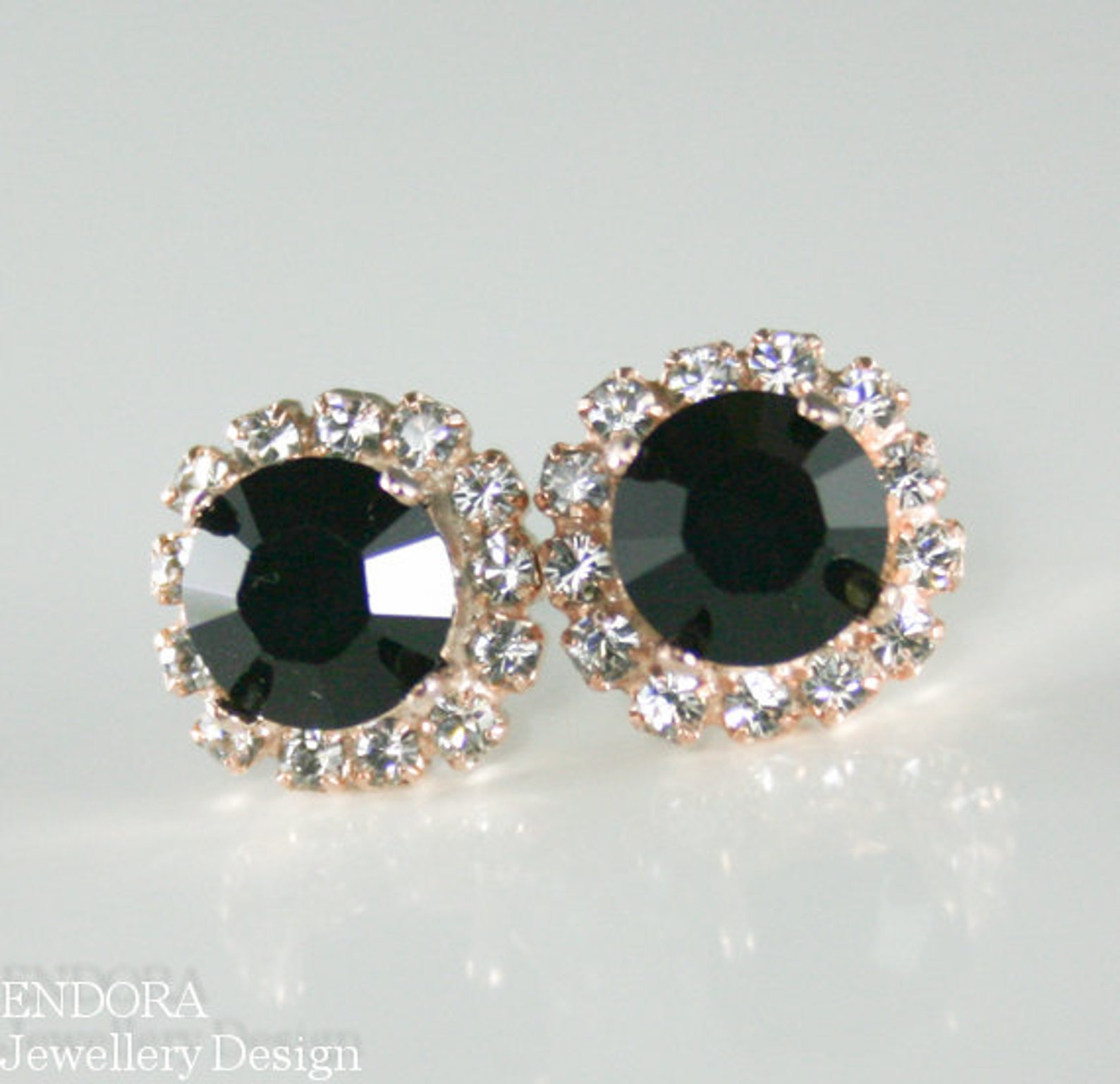 Black crystal earringBlack stud earringsSwarovski crystal Etsy