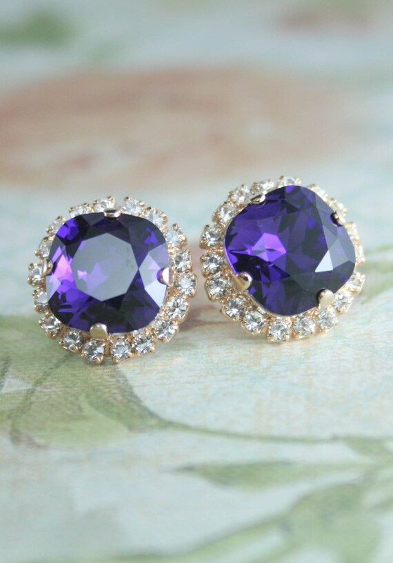 Items similar to Royal purple crystal earrings,purple crystal earrings