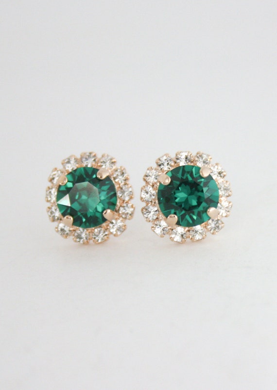 Emerald green wedding jewelry Emerald bridesmaid earrings | Etsy