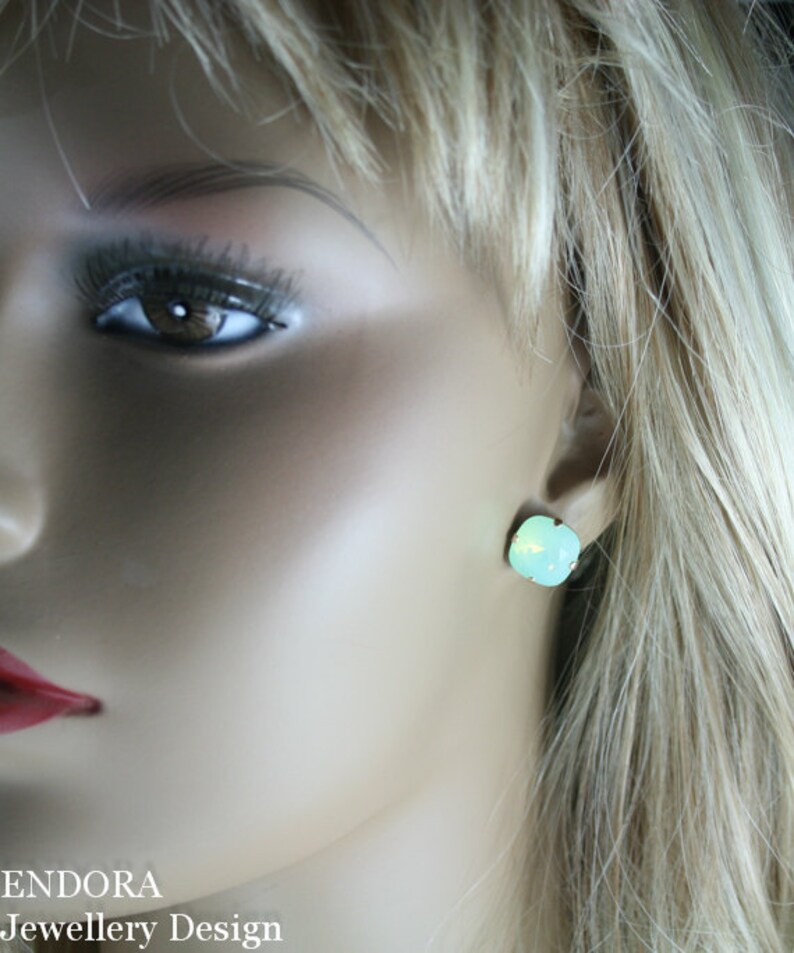 Crystal stud earringssquare crystal stud earringsgrey opal Etsy