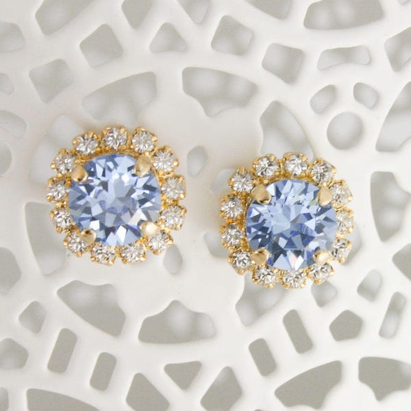 Something blue,blue bridal earrings,Swarovski Light sapphire,cornflower blue,periwinkle,wedding jewelry,bridal earrings,gold blue earrings