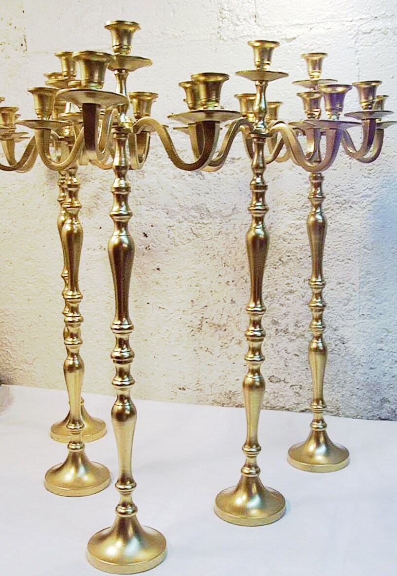 5 Wedding Candle Candelabra 5 arm Shabby Candle Holder Etsy