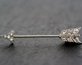 Antique Art Deco Cupid's Arrow Brooch - 1920s Vintage Diamond 18ct Gold & Platinum Pin