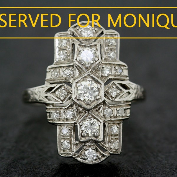 RESERVED FOR MONIQUE - Art Deco Antique Engagement Ring - Antique Platinum Art Deco Diamond Engagement Ring