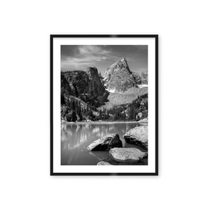 Delta Lake, Grand Teton National Park, GTNP, Hike, Wilderness, Adventure Print, Wall Art, Wyoming, Vertical Black and White Fine Art Print