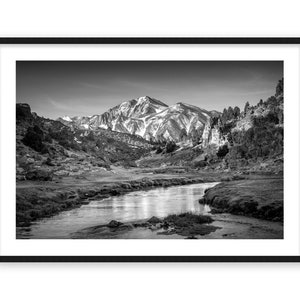 Mammoth Hot Springs Black and White Print, Mountain Photography, Modern Art, Adventure Photo, Sierra Nevada Mountains