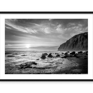 Dana Point California Photography Print: Black and White Ocean Wall Art