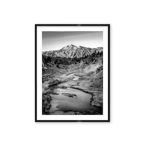 Mammoth Hot Springs Black and White Print, Mountain photography, Sierra Nevada, Modern Art