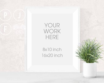 Download Free frame mockup, 8x10, 16x20, white frame mockup, mock up, styled frame, plant, digital frame PSD Template
