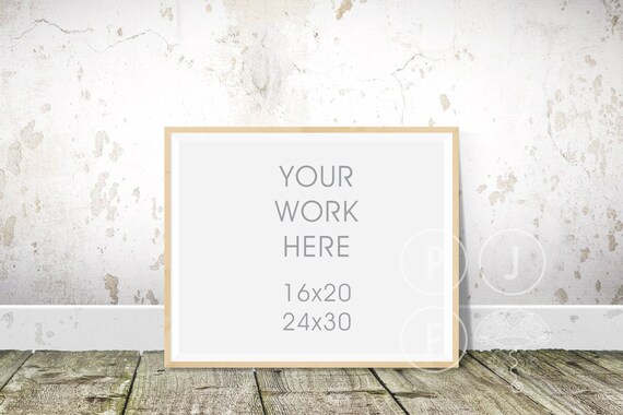 Wood Frame Mockup 16x20 24x30 Landscape Rustic Wall Thin Wood Frame Mockup 16x20 24x30 Landscape Rustic Wall Thin