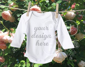 Download Free Baby Onesie Mockup Long Sleeve Onesie Long Sleeve Playsuit Mockup Baby One Piece Mockup Roses Bodysuit Mockup Onesie Roses Free Downloads Paper Mockups PSD Mockup Template