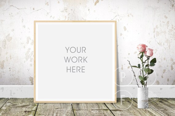 Square Frame Mockup Roses Rustic Room Frame Mock Up