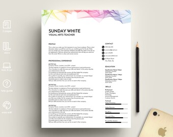 resume cv template cv design resume template modern resume art teacher 2018 rainbow sunday australian resume