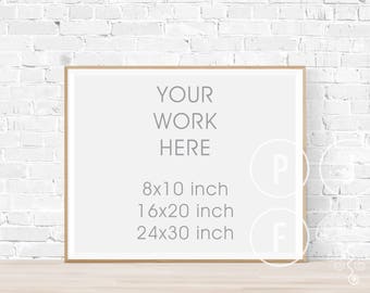 Download Frame Mockup Horizontal Timber Frame Mock Up 16x20 24x30 Poster Frame Poster White Brick Wall Digital Frame Free Images 3d Mockups Logo PSD Mockup Templates