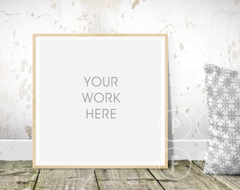 Download Free square frame mockup, mockup square, rustic timber frame, square poster frame, cushion, rustic room mockup, mock up, styled square frame PSD Template