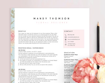 floral resume etsy