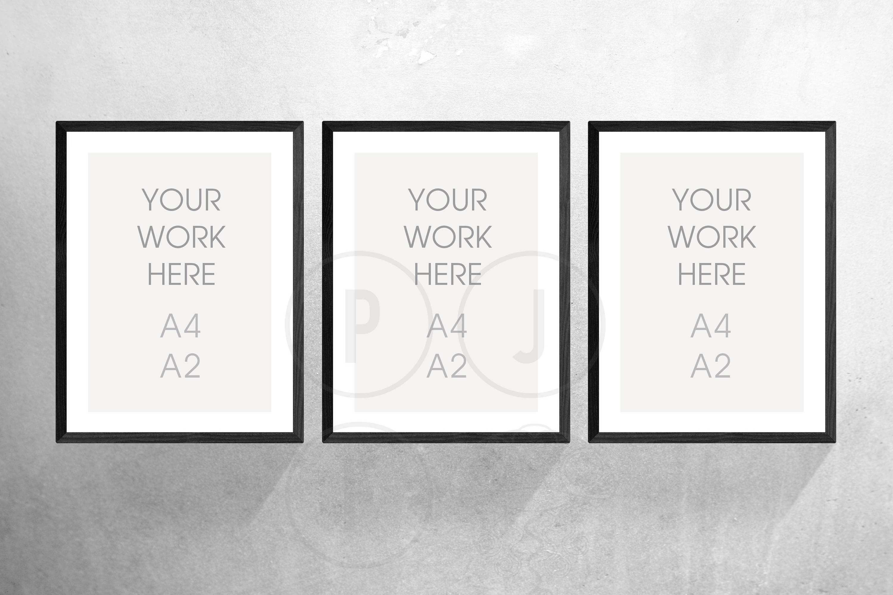 frame mockup A4 set of 3 A4 frame mock up concrete wall 3