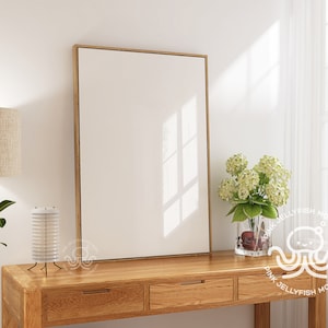 frame mockup, interior mockup reflection, wood frame mockup, psd, realistic, side table, smart object, png, ratio 5x7, ISO, DIN, A2, Ma03