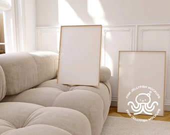 two frame mockup 2, vertical, boho, retro interior mockup, realistic mockup, sofa, smart object, psd, png, ratio ISO, DIN, 5x7, A3 B50_2
