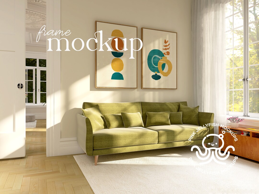 Two Frame Mockup Psd Set of 2 Interior Wood Frame Mock up on Wall ...