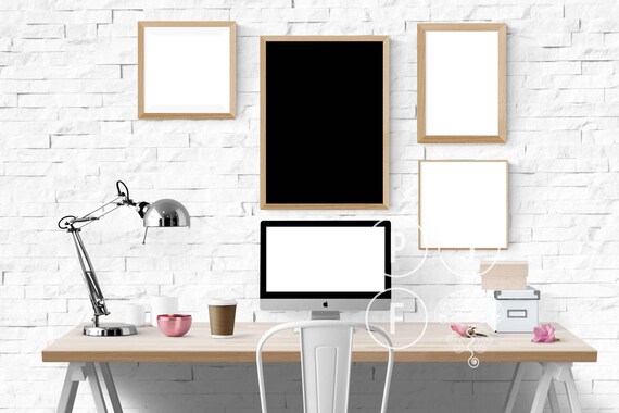 Feminine Desk Mockup Imac Mockup Blog Background Desk Etsy