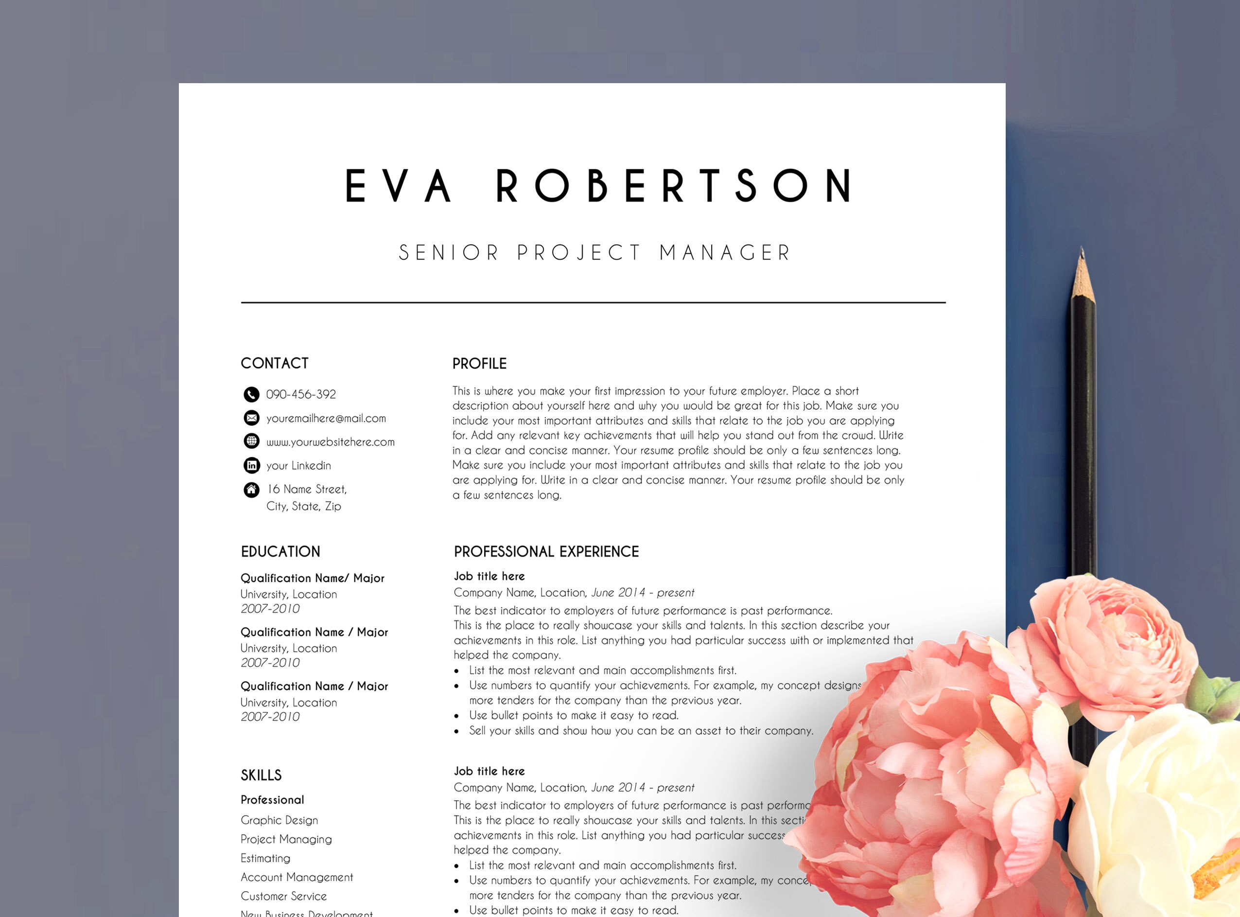 Meilleur Modele De Cv Modele De Cv Moderne Etsy Canada