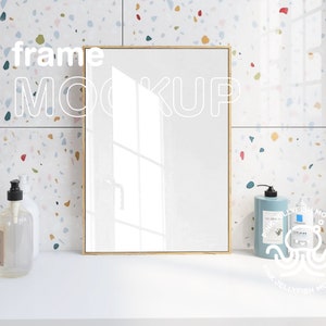 frame mockup psd, bathroom wall art mockup, interior mockup, wood frame mockup, 5x7 ratio ISO, DIN, R18