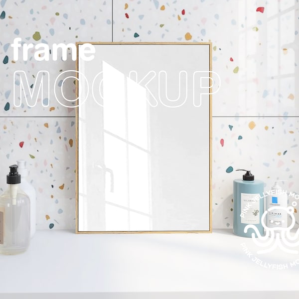 frame mockup psd, bathroom wall art mockup, interior mockup, wood frame mockup, 5x7 ratio ISO, DIN, R18