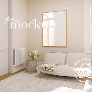 wood frame mockup psd modern interior mockup, with sofa, A0, poster mockup, smart object, png, A1, A0, Ma17