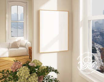 interior frame mockup, digital mockup, psd, mockup for DIN A art print, glass reflection mockup, realistic frame mockup, A3, ratio 5x7  M05
