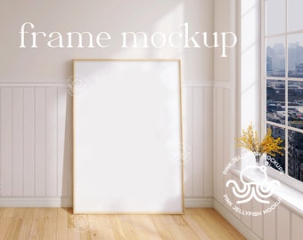 A0 frame mockup farmhouse, minimalist interior mockup, poster, smart object, large wood frame mockup, country window, png 5x7, Ca05n