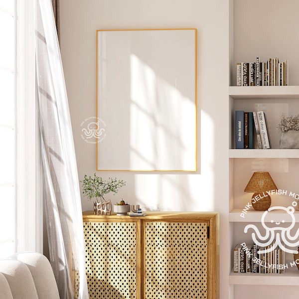 frame mockup, living room, interior mockup reflection, poster mockup, wood frame, wall art, photoshop 5x7 ratio ISO ratio, DIN, Ba06