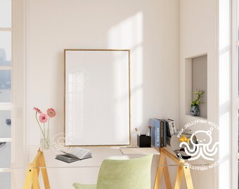 frame mockup interior, psd, glass desk office, shadow, interior mockup, poster mockup, wood frame mockup psd, png, ratio 5x7, ISO, DIN Ma02