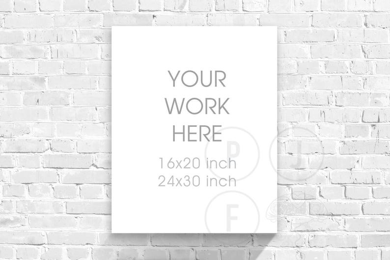 Canvas mockup 16x20 24x30 8x10 white bricks frame mockup