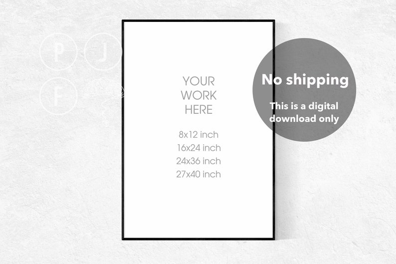 Download 8x12 16x24 24x36 27x40 frame mockup thin black frame poster | Etsy