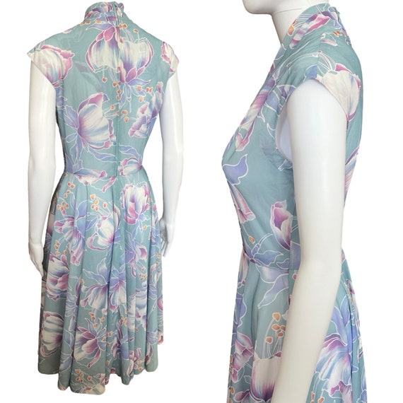 Vintage 1970s Sheer Floral Midi Dress - image 3